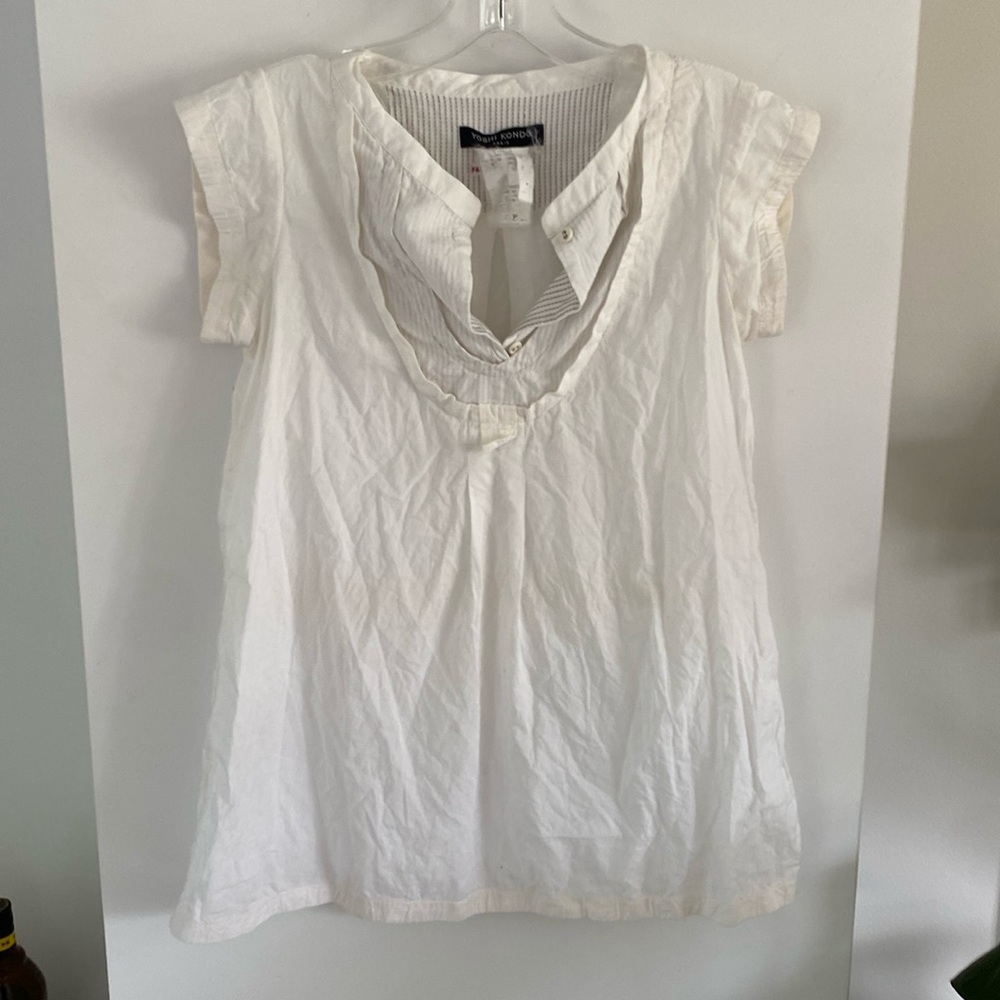 YOSHI KONDO shirt sleeve cotton blouse tunic Paris Italy